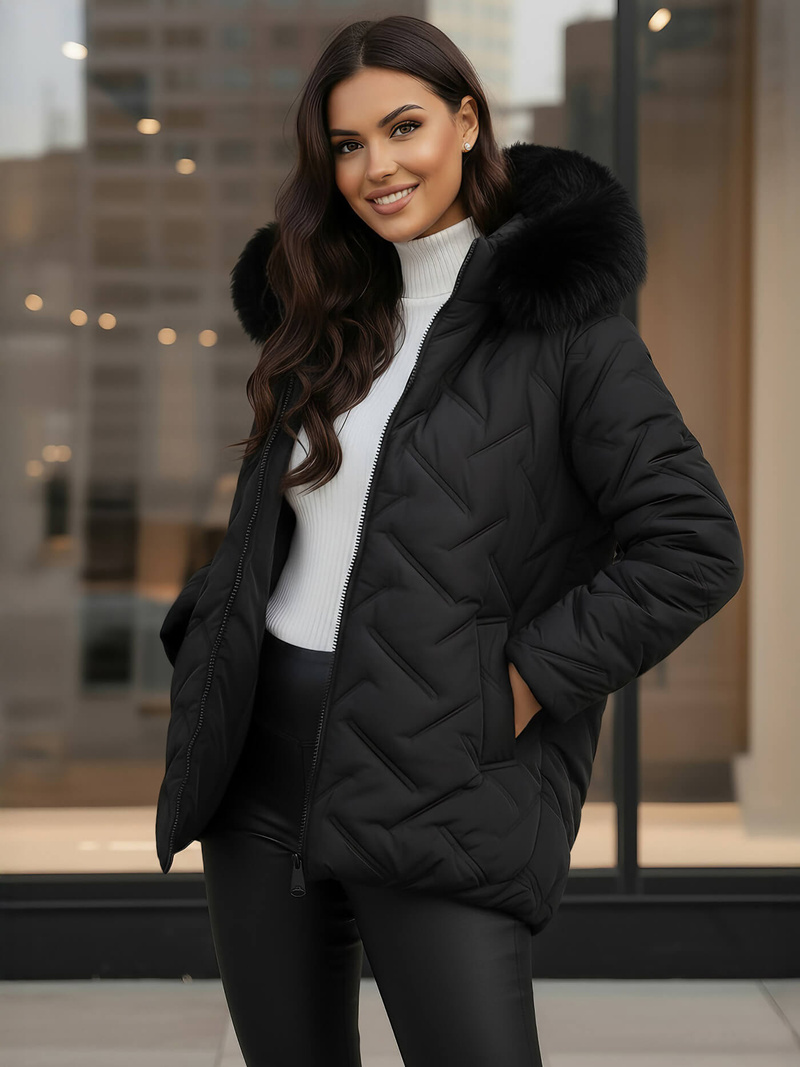 Dámská Bunda Černá OZONEE JS/16M9296/392Z