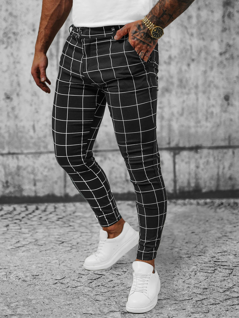 Pánské Chino Kalhoty Černé OZONEE O/P4009