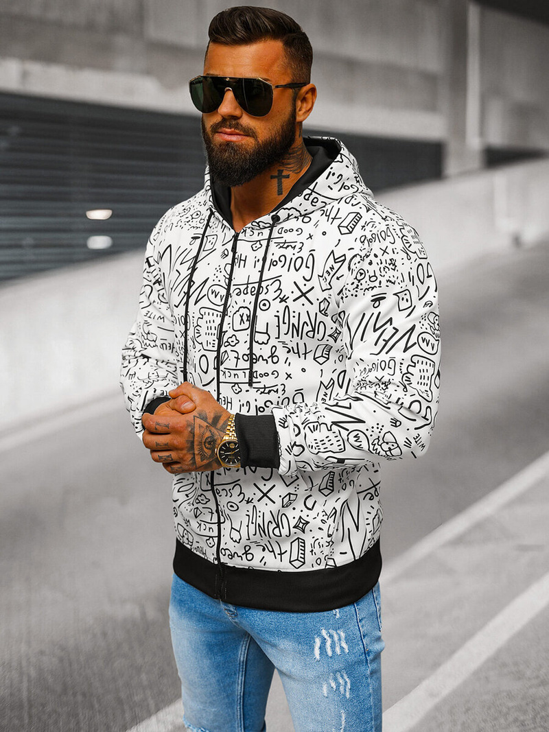 Pánská Mikina Bílá OZONEE JS/8B1182/1