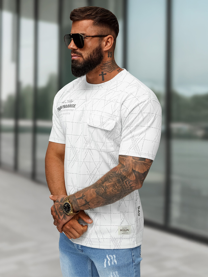 Pánské Tričko Bílé OZONEE O/QQ1530