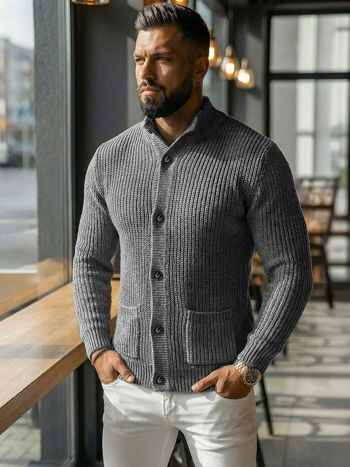 Pánský Svetr Grafitový OZONEE NB/MM6020/3Z