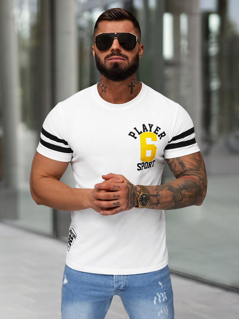 Pánské Tričko Bílý OZONEE JS/8B1391/1