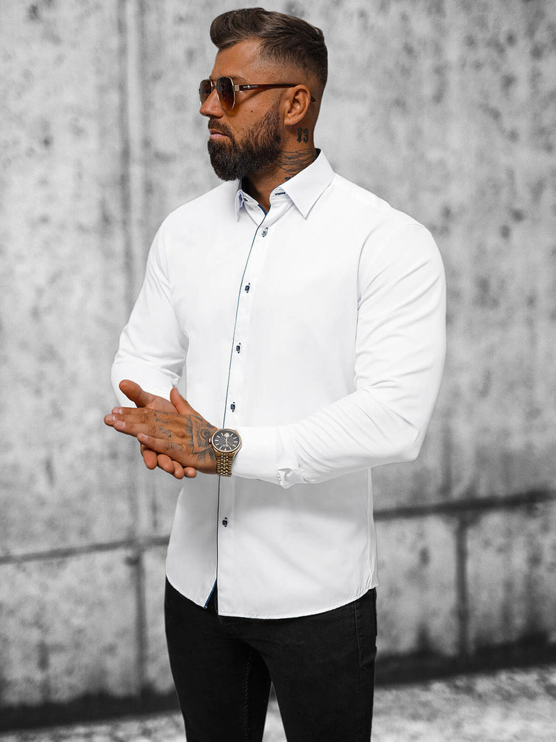 Pánská Košile Bílá OZONEE O/V65