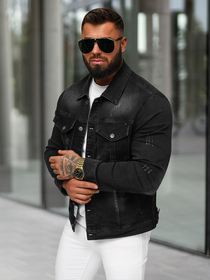 Pánská Džínová Bunda Černá OZONEE NB/MJ514N