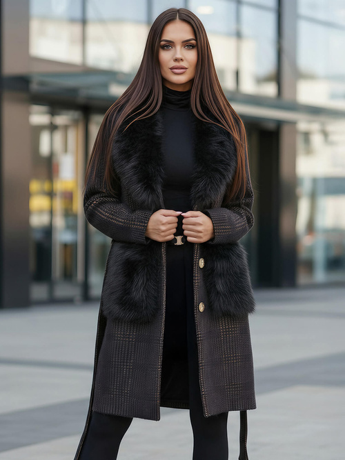 Dámský Kabát Černé OZONEE JS/53M5200/1Z