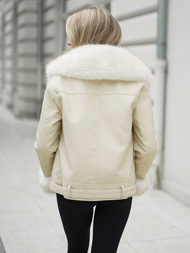 Dámská Koženková Bunda Ecru OZONEE JS/61M8507/280Z