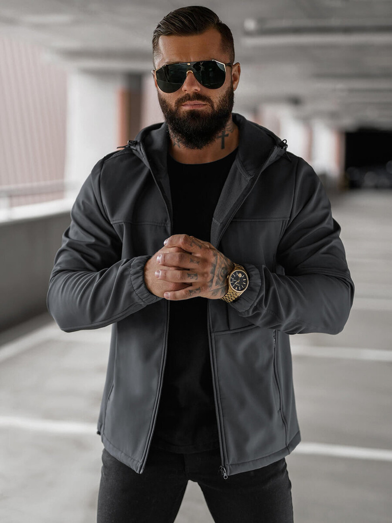 Pánská softshellová bunda grafitová OZONEE JS/27B6523/5Z