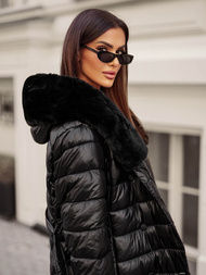 Dámský Kabát Černý OZONEE JS/5M3160/392Z