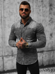 Pánská Džínová Košile Šedá OZONEE NB/MC712G