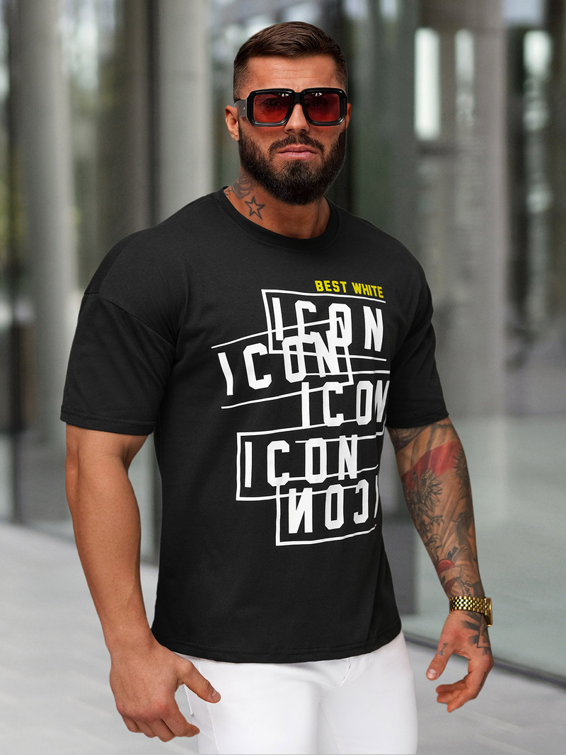 Pánské Tričko Černé OZONEE JS/8B1366/3