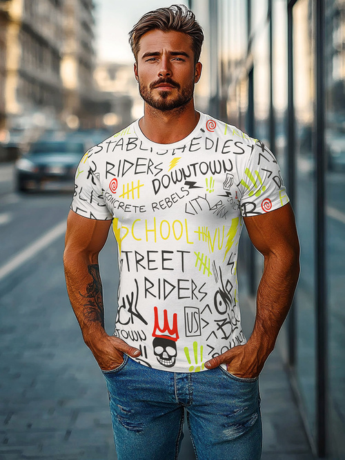 Pánské Tričko Bílé OZONEE JS/8T1212/1Z