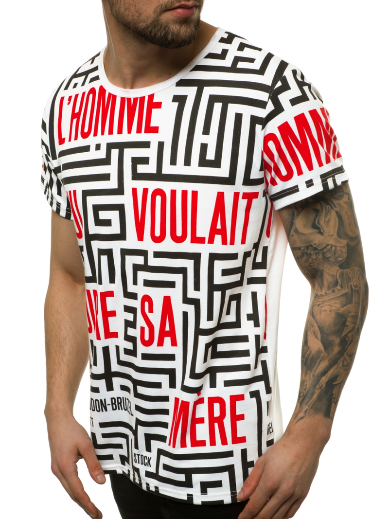 Pánské Tričko Bílé OZONEE JS/KS2020