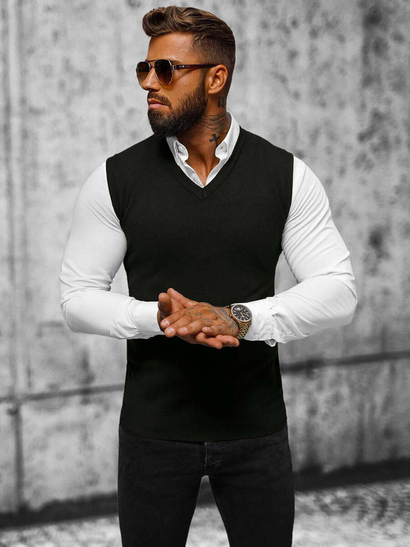 Pánský Svetr Černý OZONEE NB/MM6005/4Z