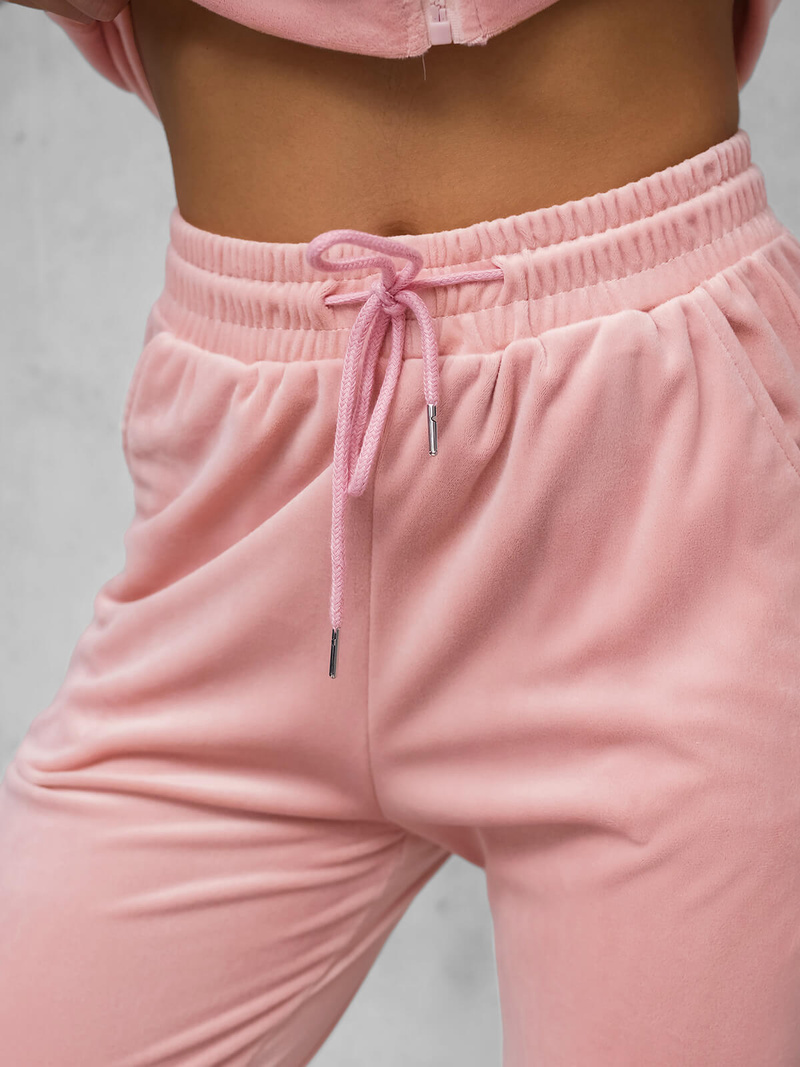 Dámská velurová tepláková souprava světle-růžový OZONEE JS/35C1610/20