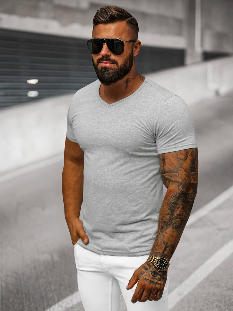 Pánské Tričko Šedé OZONEE JS/712007Z