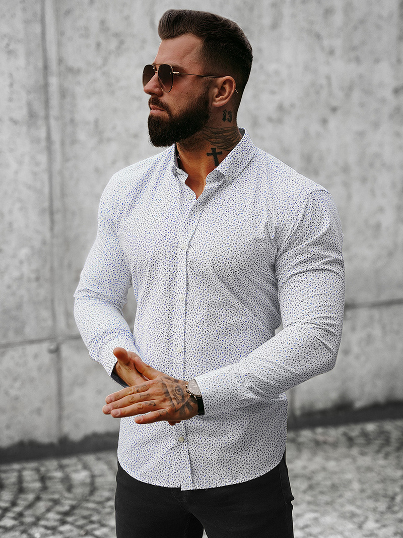 Pánská Košile Bílá/4 OZONEE O/CLS349