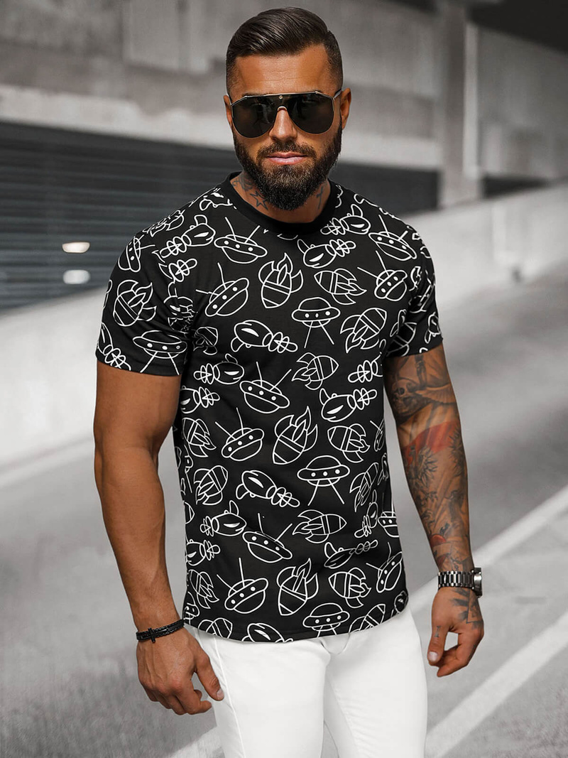 Pánské Tričko Černé OZONEE JS/8T1197/3