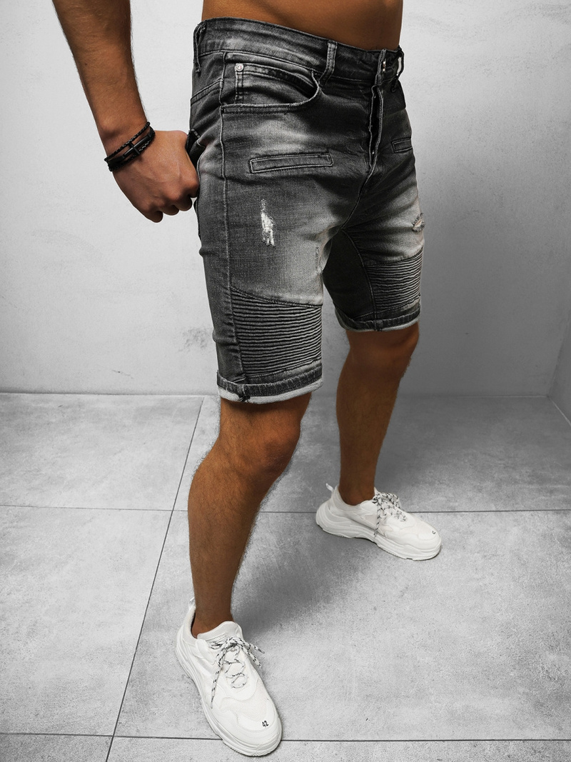 Pánské Džínové Kraťasy Černé OZONEE NB/MP0033N