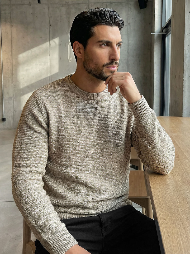 Pánský Svetr Béžový OZONEE JS/59B3600/155