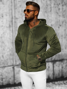 Pánská Velurová Mikina Khaki OZONEE JS/8B1168/29