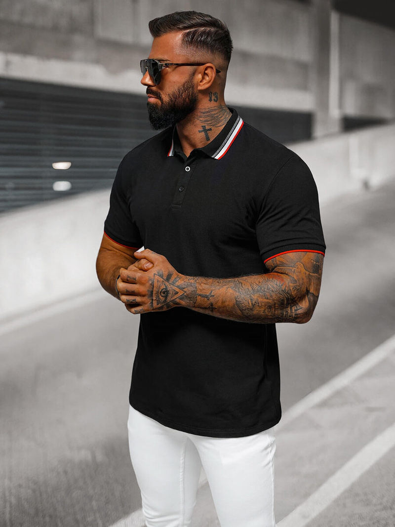 Pánské Polo Tričko Černé OZONEE O/DA719