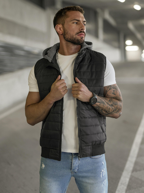 Pánská Vesta Černá OZONEE JS/8M983/392Z