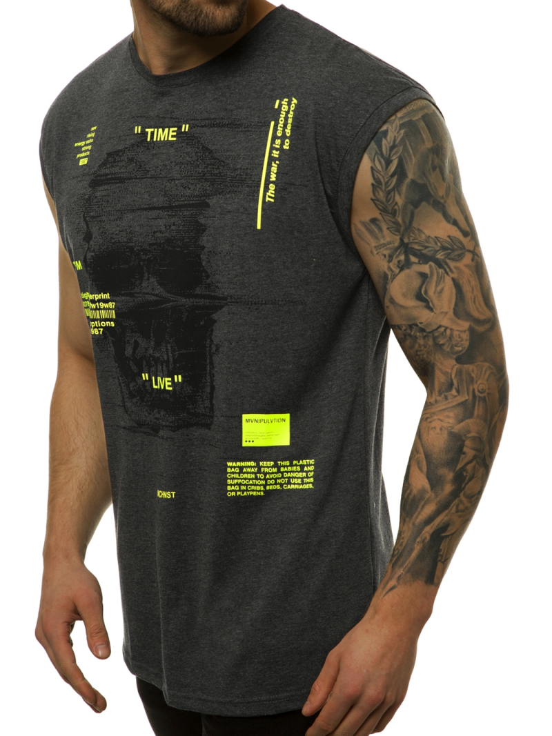 Pánské Tílko grafitovo-žluté OZONEE MACH/M1212