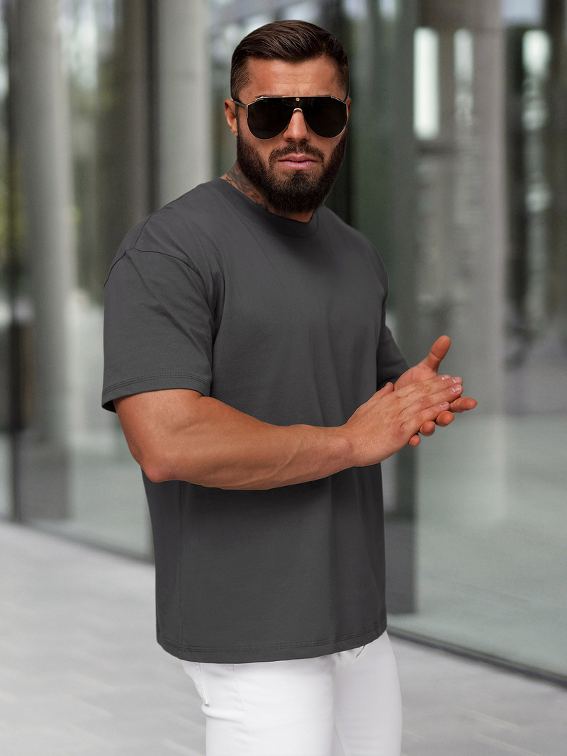 Pánské Tričko Grafitové OZONEE JS/67T1298/5