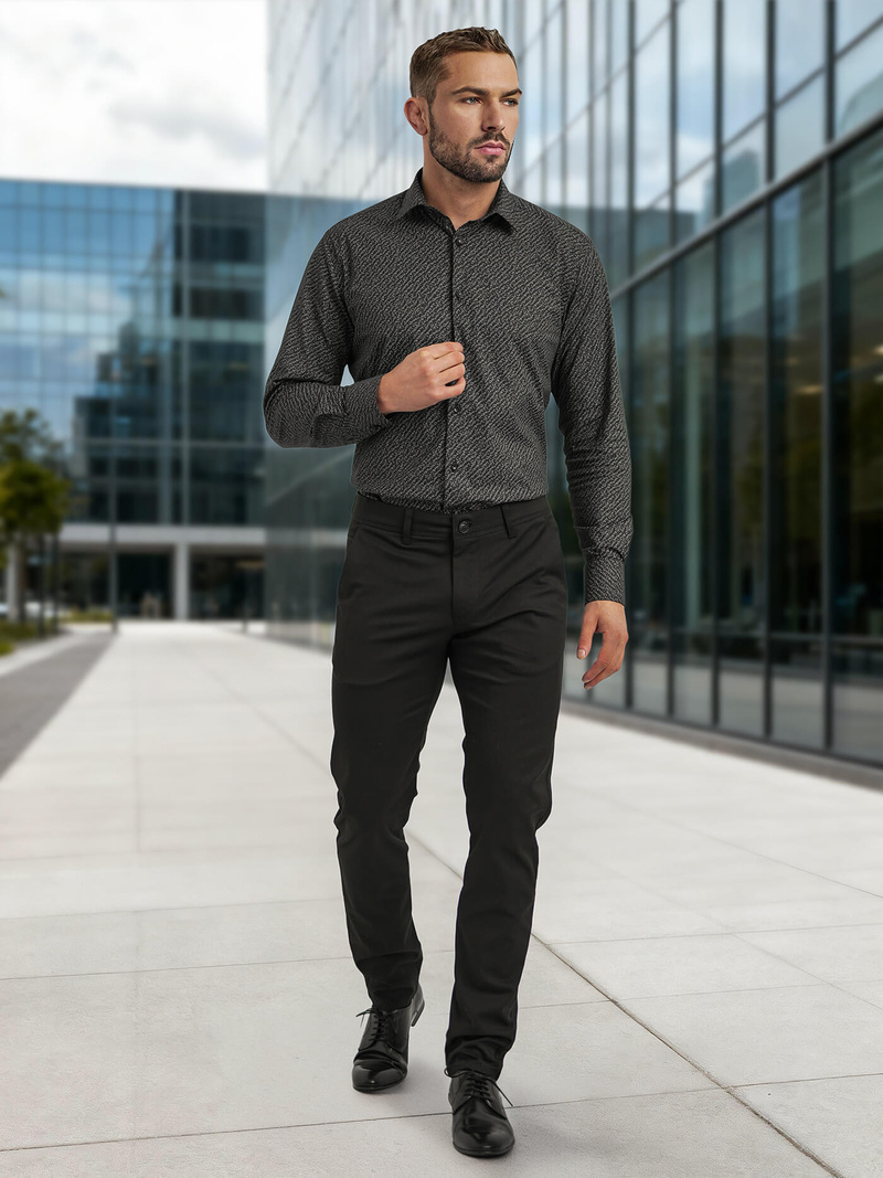 Pánská Košile Černá OZONEE V/V184