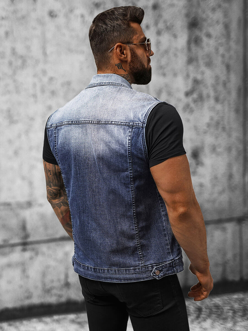 Pánská Džínová Vesta Modrá OZONEE NB/MJ539B