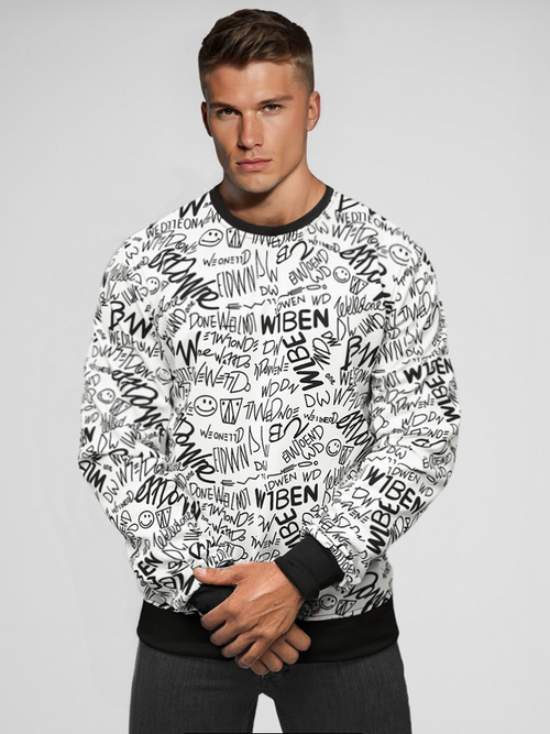 Pánská Mikina Bílá OZONEE JS/8B1218/1Z