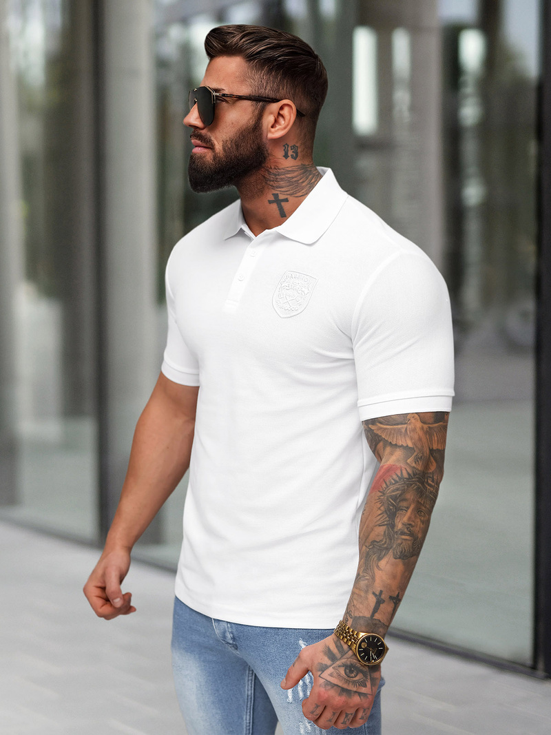 Pánské Polo Tričko Bílé OZONEE NB/MT3142