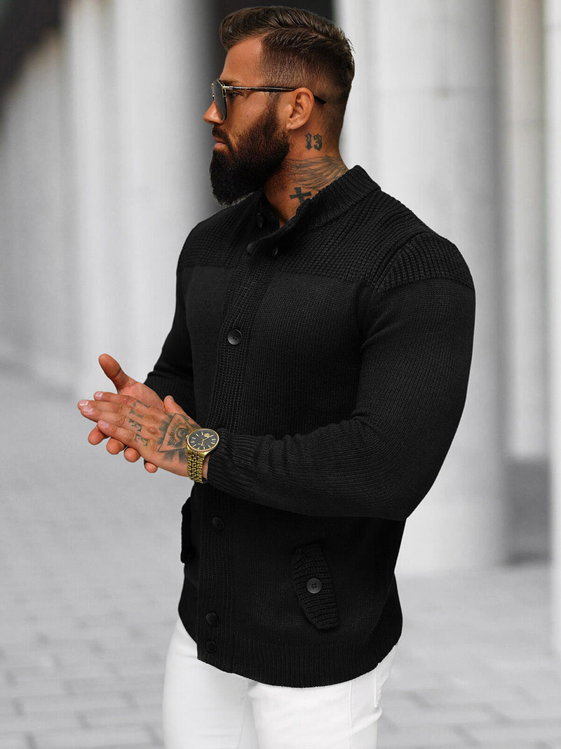 Pánský Svetr Černý OZONEE NB/MM6011/4Z