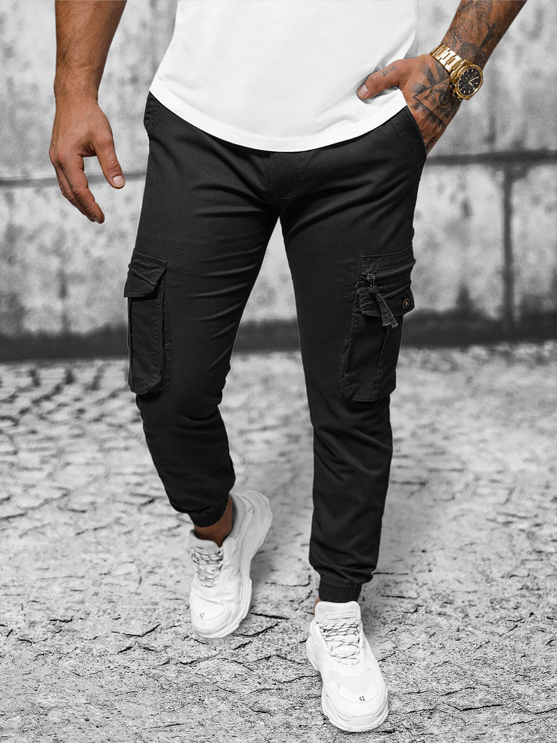 Pánské Chino Jogger Kalhoty Černé OZONEE NB/MP0201N