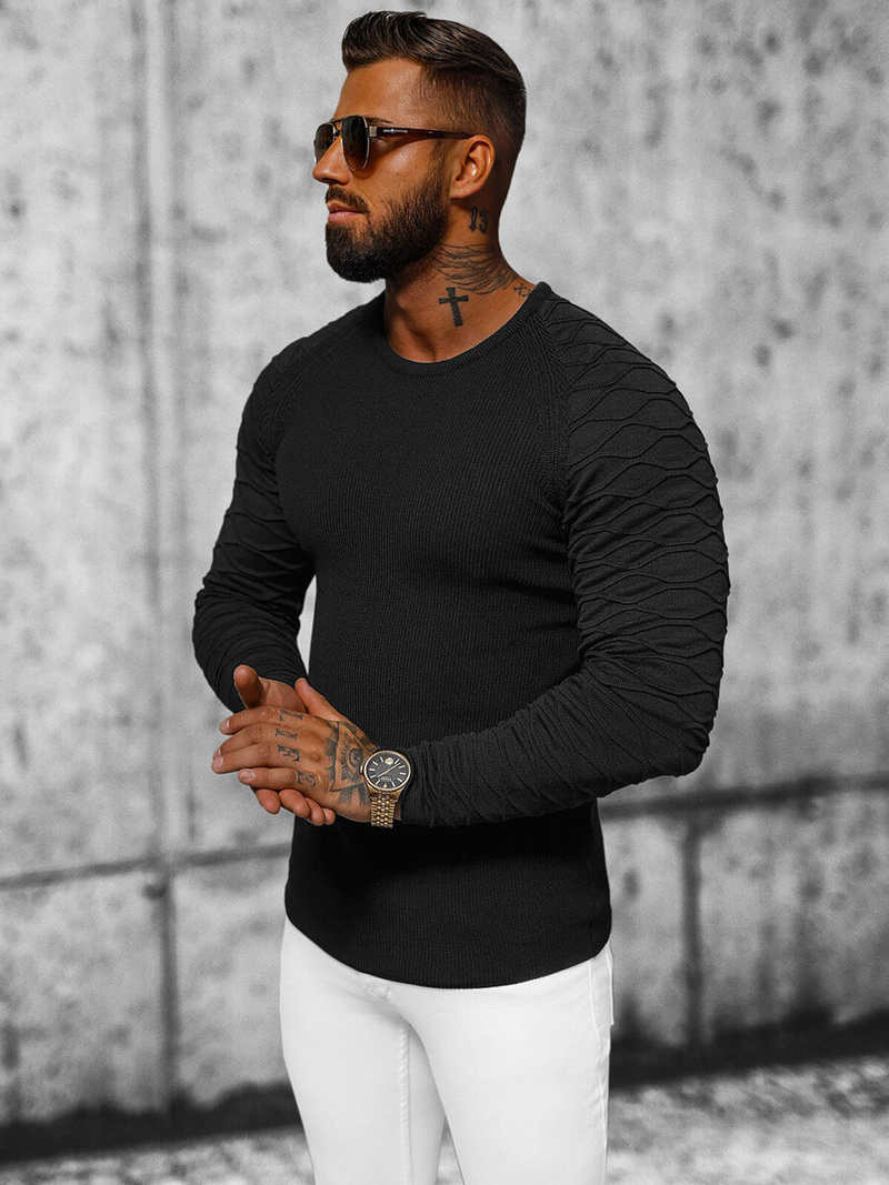 Pánský Svetr Černý OZONEE L/2486Z