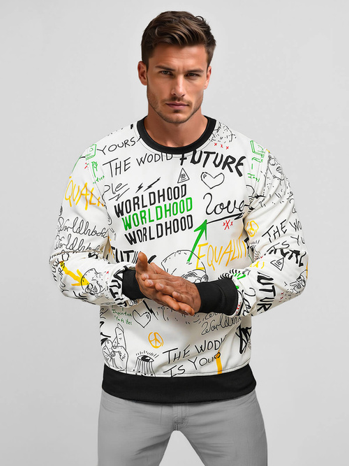 Pánská Mikina Bílá OZONEE JS/8B1228/1Z