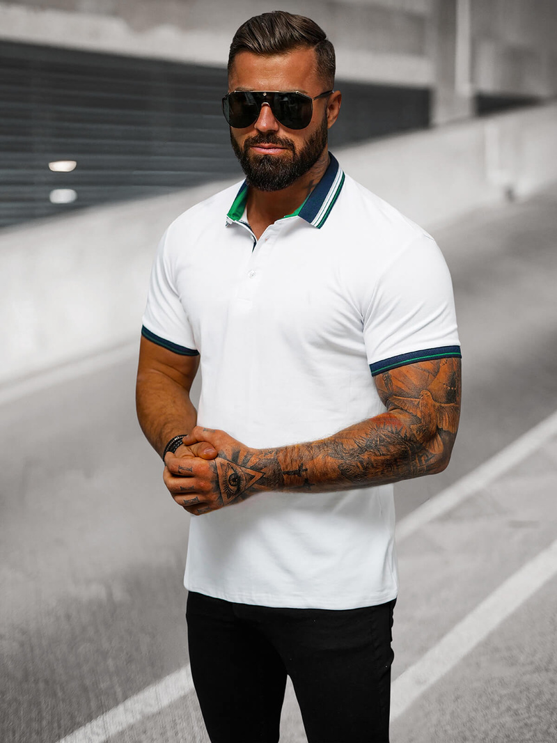 Pánské Polo Tričko Bílé OZONEE O/DA729