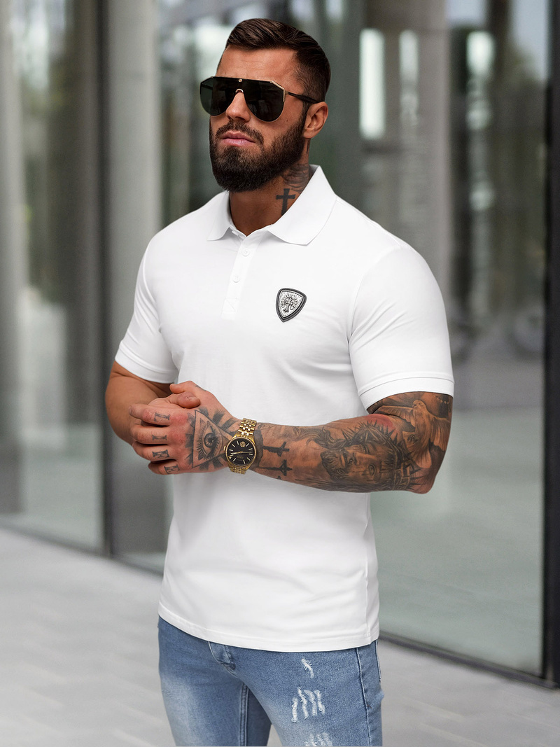 Pánské Polo Tričko Bílé OZONEE NB/MT3121