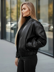 Dámská koženková bunda křivák černá OZONEE JS/11Z8281