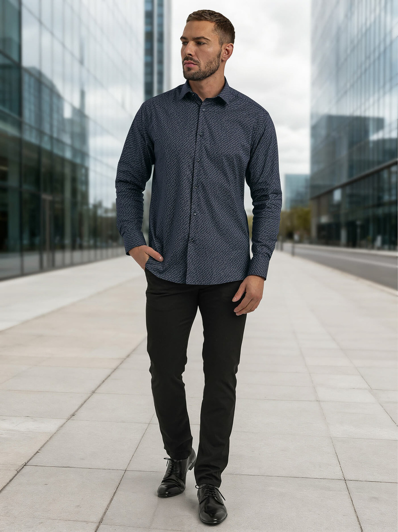 Pánská Košile Námořnická Modřá OZONEE V/V186