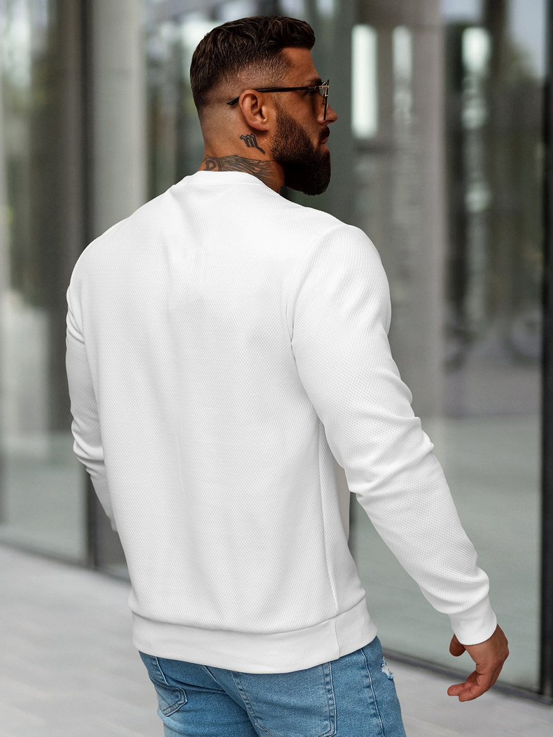 Pánská Mikina Bílá OZONEE O/P2027Z