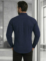 Pánská Košile Námořnická Modřá OZONEE V/V183Z