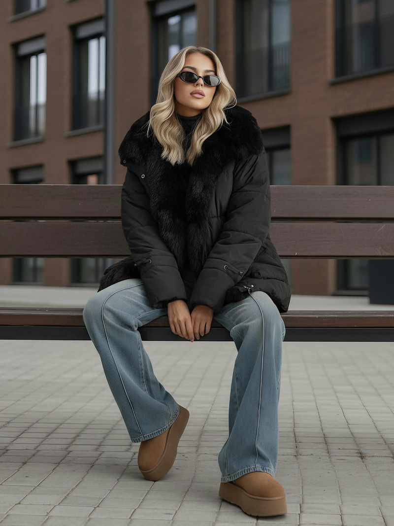 Dámská Bunda Černá OZONEE JS/16M9185/392