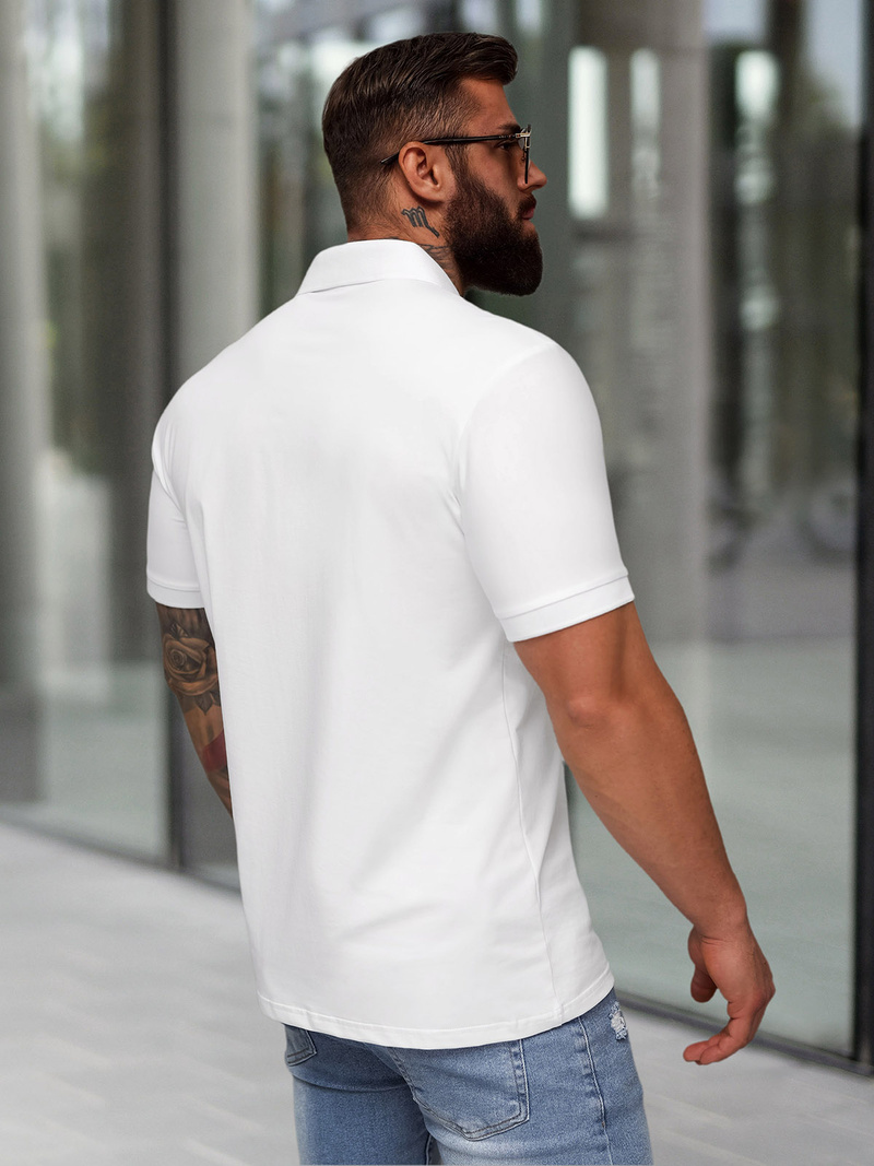 Pánské Polo Tričko Bílé OZONEE NB/MT3122