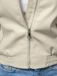 Dámská Kožená Bunda Béžová OZONEE O/G116