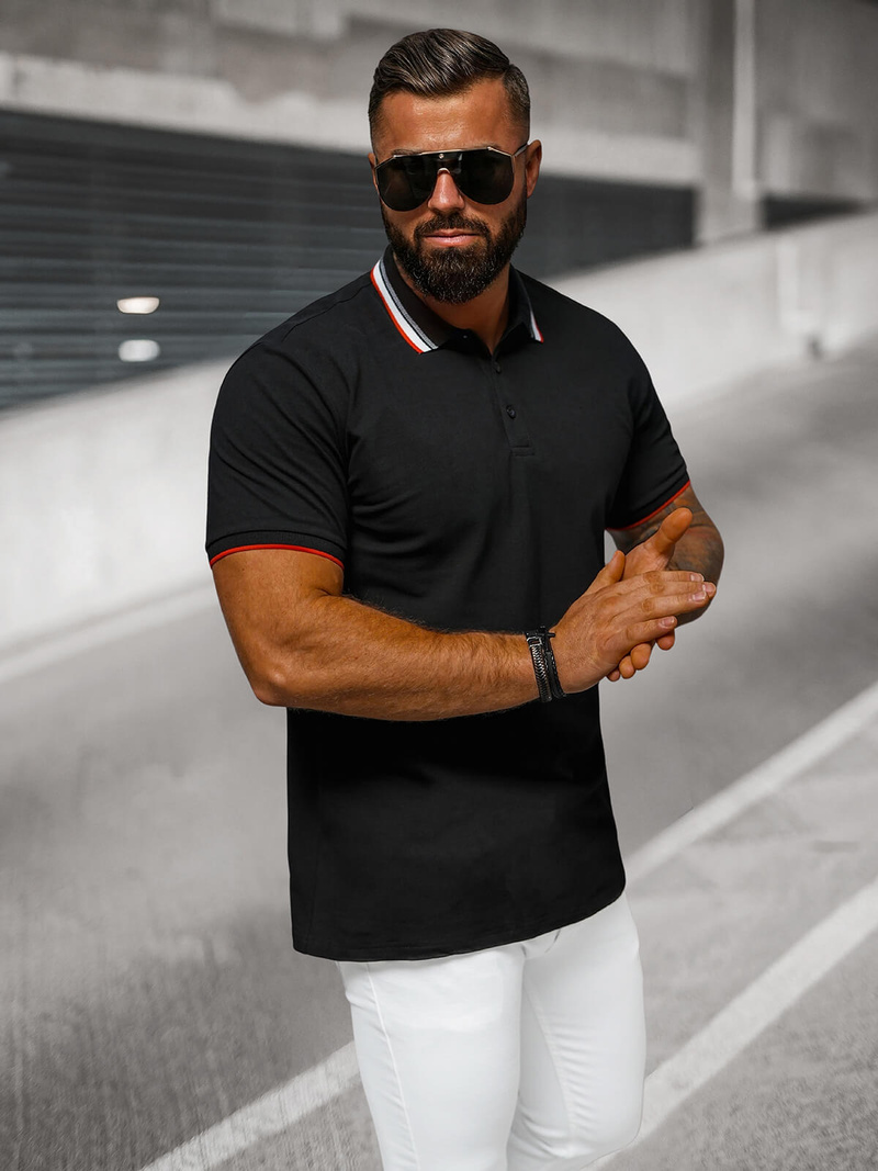 Pánské Polo Tričko Černé OZONEE O/DA719