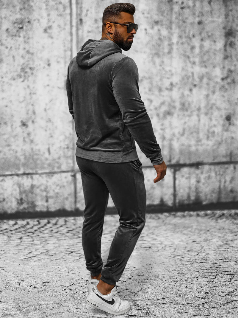 Pánská Velurová Tepláková Souprava Grafitová OZONEE JS/8C1171/6