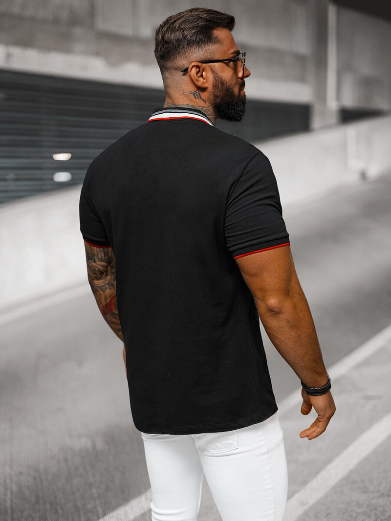 Pánské Polo Tričko Černé OZONEE O/DA719