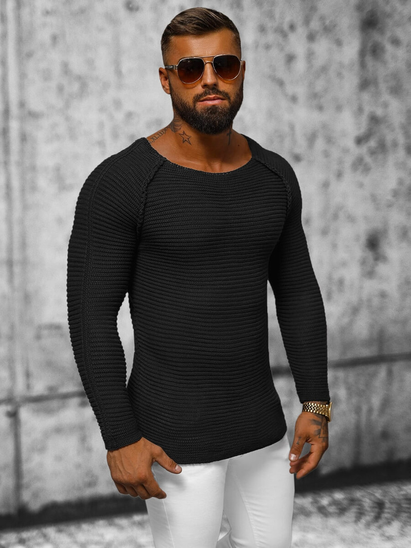 Pánský Svetr Černý OZONEE L/1442Z