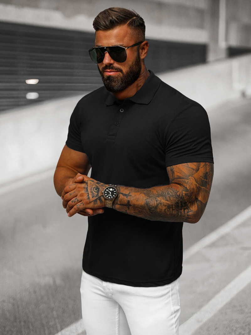 Pánské Polo Tričko Černé OZONEE JS/8T80/3Z